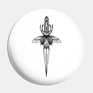 Dagger and Beetle (black version) Pin