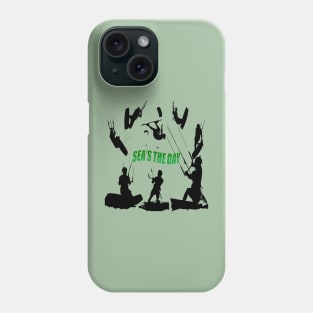 Kitesurfer Pattern Black Silhouette Seas The Day Fun Pun 2 Phone Case