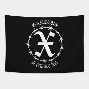 Saint Andrew Cross X Gothic Barbed Wire Pocket Tapestry