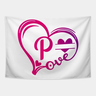 letter p monogram in the shape of love Tapestry