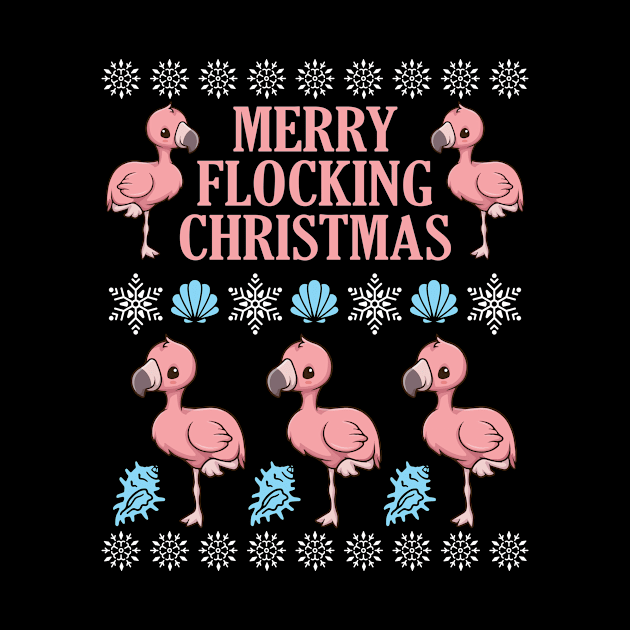 Flamingo Dancing With Snow Fish Merry Flocking Christmas Day by tieushop091