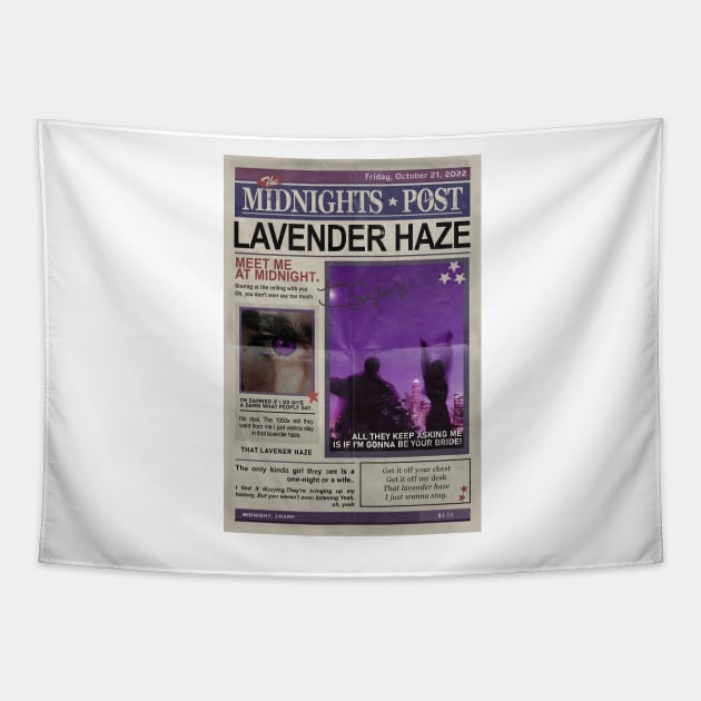 Stay, In That Lavender Haze Newspaper Tapestry by taylorstycoon