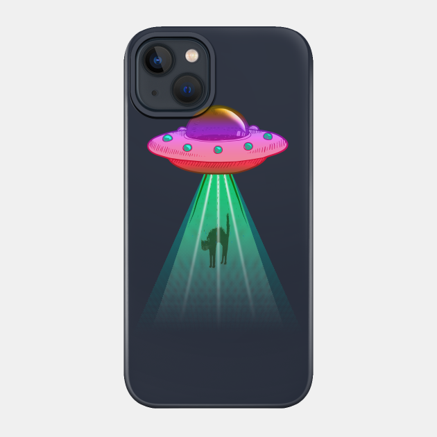 UFO Kidnaping My Cat! - Cartoon - Phone Case