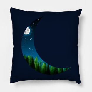 Forest Within Cresent Moon Pillow