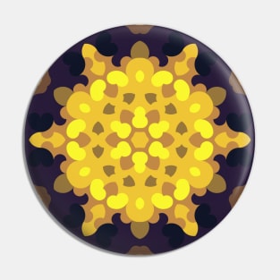 Retro Mandala Flower Yellow Purple and Green Pin