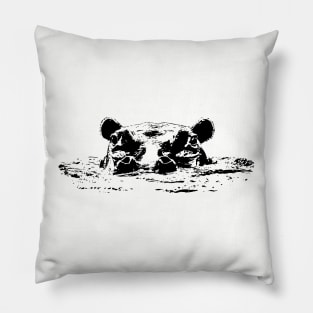 Hippo with Head Above Surface | African Wildlife Pillow