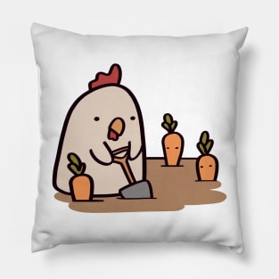 Cute Chicken Carrot Farmer Pillow