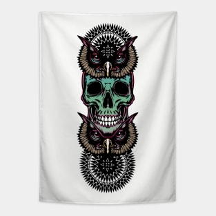 Skull with owl Tapestry