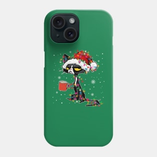 Black Cat christmas light funny Phone Case