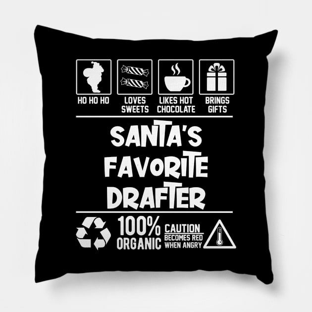 Santa's Favorite Drafter Christmas Ho Ho Pillow by Graficof