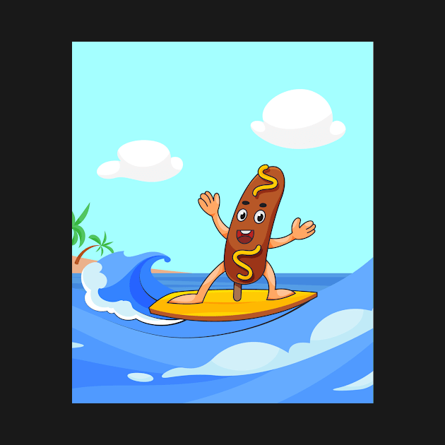 Corndog Surfing by LetsBeginDesigns