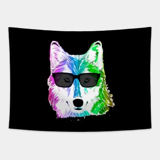 Rainbow Wolf Tapestry