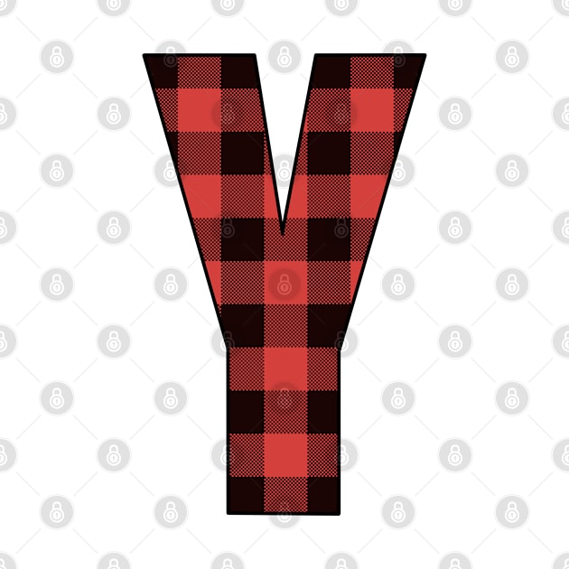 Letter Y monogram Red and Black Buffalo Plaid/Check by Gsallicat