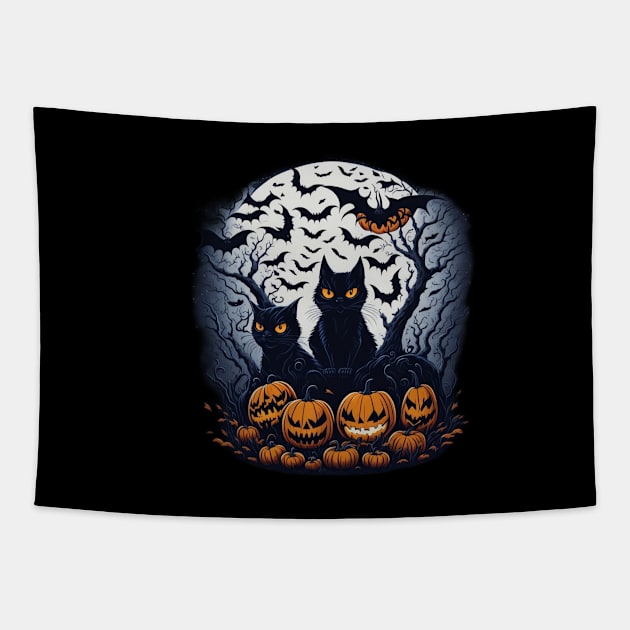 Helloween black cat Tapestry by Rizstor