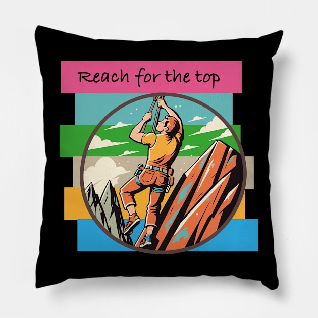 Rock Climbing Vintage Pillow by RetroColors