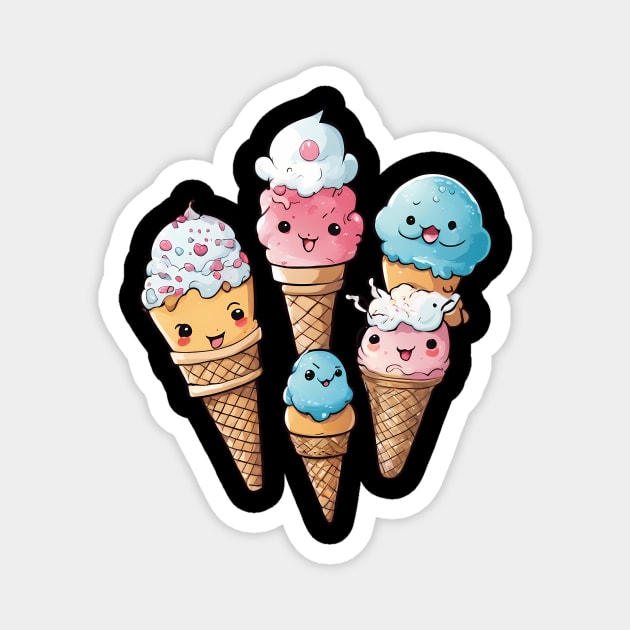 Kawaii Ice Cream Cone Magnet by animegirlnft