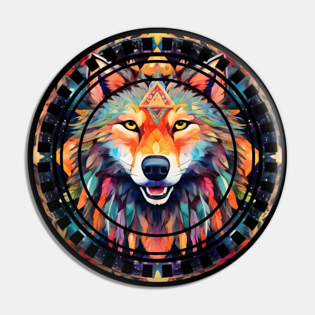 Fire Wolf Mandala Pin by InkedSafari