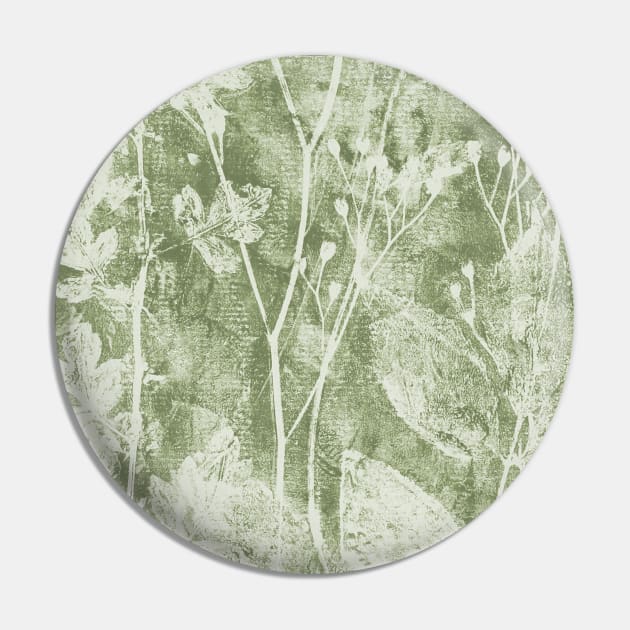 Wild Flowers Earthy Soft Green Pin by BenitaJayne