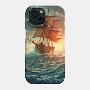 Pirates Ship In Storm Weather Surrealist Phone Case