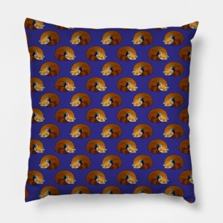 Sleeping Red Panda Blue Pattern Pillow