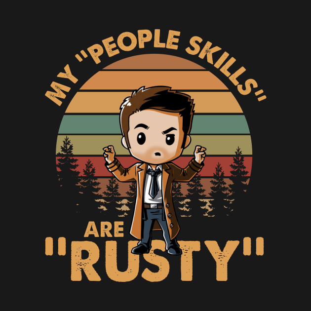 Castiel Supernatural My People Skills Are Rusty Cartoon Vintage by Den Tbd