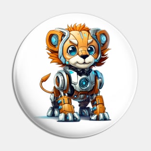 Cartoon lion robots. T-Shirt, Sticker. Pin