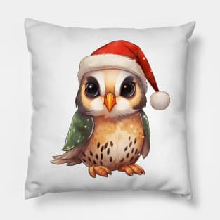 American Kestrel in Santa Hat Pillow