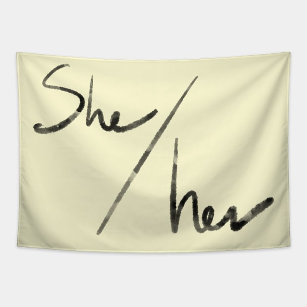 She/Her (black & yellow) Tapestry by AlexTal