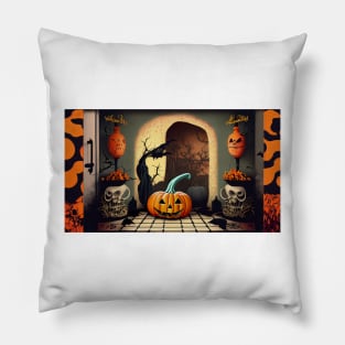 Halloween Cat and Jack-o'-Lantern Pillow