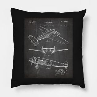 Lockheed Airplane Patent - Electra Air Plane Art - Black Chalkboard Pillow