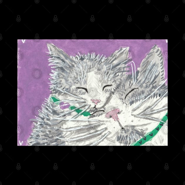 Mother and baby cat  watercolor painting by SamsArtworks