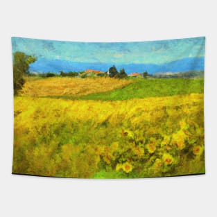 Golden Fields Painting Van Gogh Style Tapestry