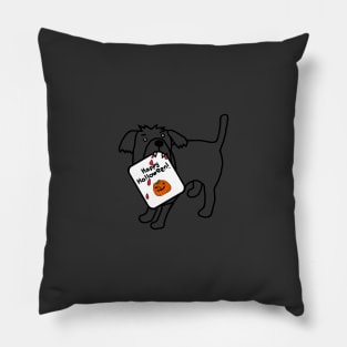 Small Vampire Dog with Halloween Horror Card Pillow