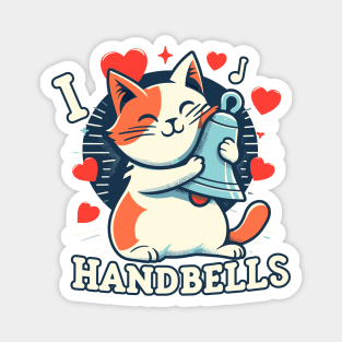 I Heart Handbells Cat Magnet