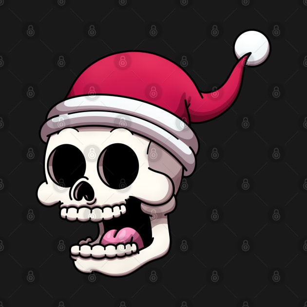 Skull With Christmas Hat by TheMaskedTooner