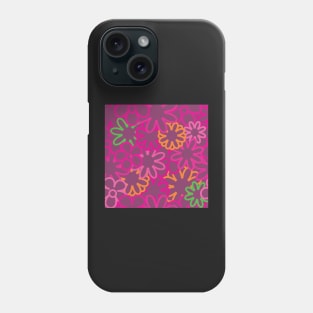 Hippie Floral Purple Bright Colors Overlap Seamless Pattern Version 4 Phone Case