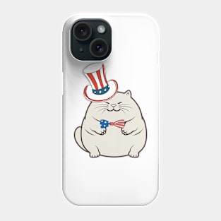 Funny fat cat is ready for independence day Phone Case