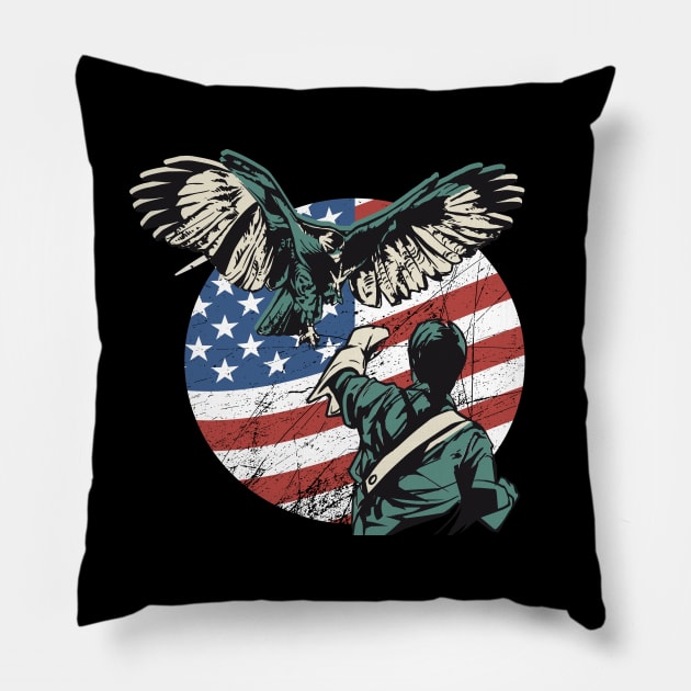 Falconry USA American Flag Pillow by Ramadangonim