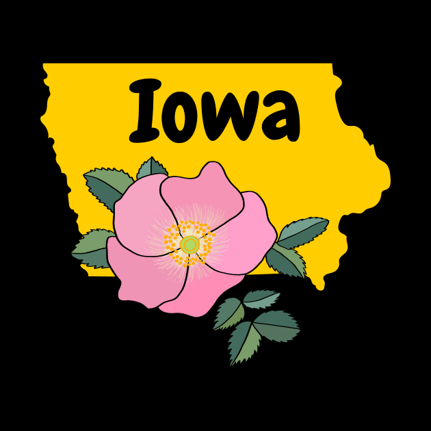 Iowa Wild Rose State Flower by SunburstGeo