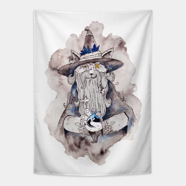 Cat wizard Tapestry by Zias