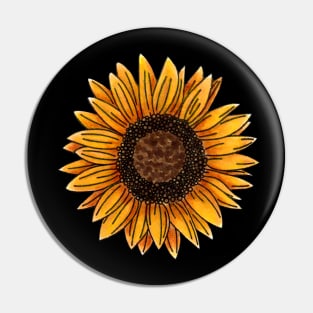 Hand drawn Sunflower Art Pin