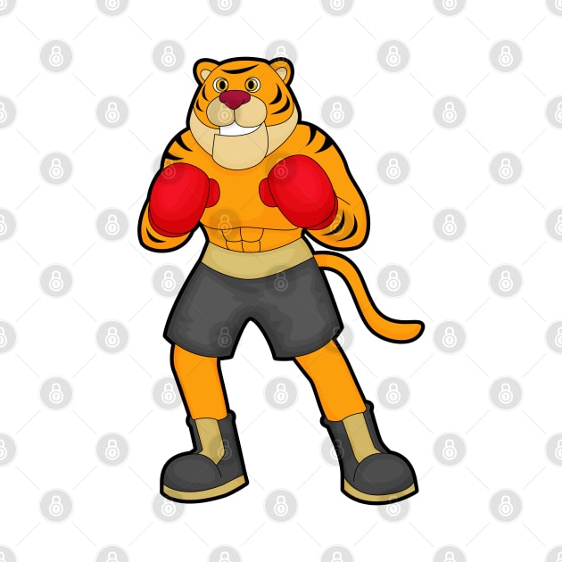 Tiger at Boxing with Boxing gloves by Markus Schnabel