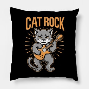 Cat,rock, and guitar Pillow