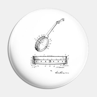 Banjo Vintage Patent Hand Drawing Pin