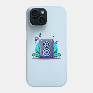 Acoustic Sound System Speaker with Notes of Music Cartoon Vector Icon Illustration Phone Case