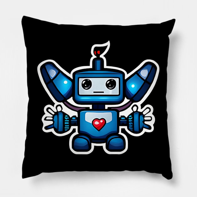 Robo Looking For A Heart & Love Pillow by Art by Nabes