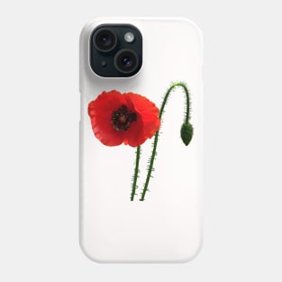 Red Poppy and Bud Phone Case