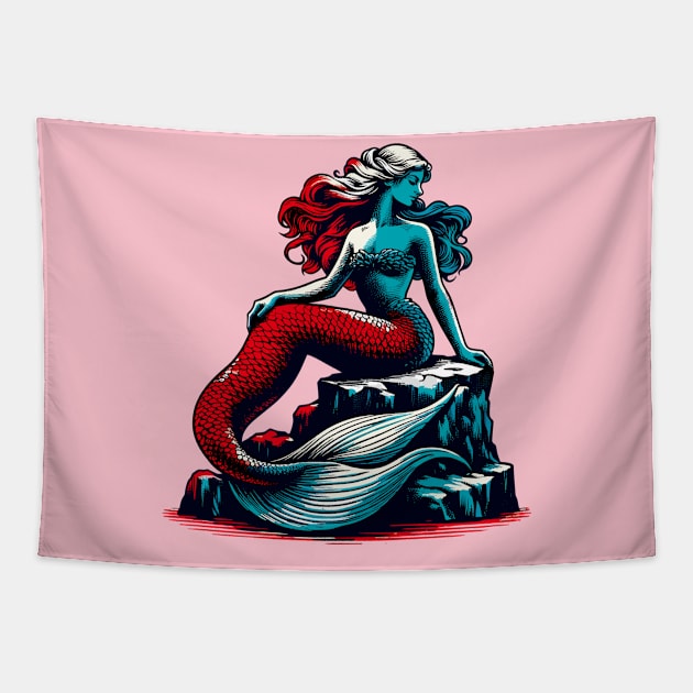 Mermaid sitting on a stone Tapestry by Art_Boys