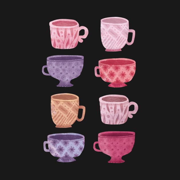 Pink Coffee cups collection by VectoryBelle