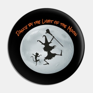 Witch and Black Cat Dancing by the light of the Moon Tee shirt Pin